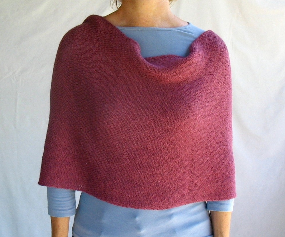 handknit wrap scarf cowl hood in magenta pink