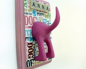 Dog Tail Leash Holder  - Pretty Pink Dogcentric  -  Personalize it with Optional Letter Tiles
