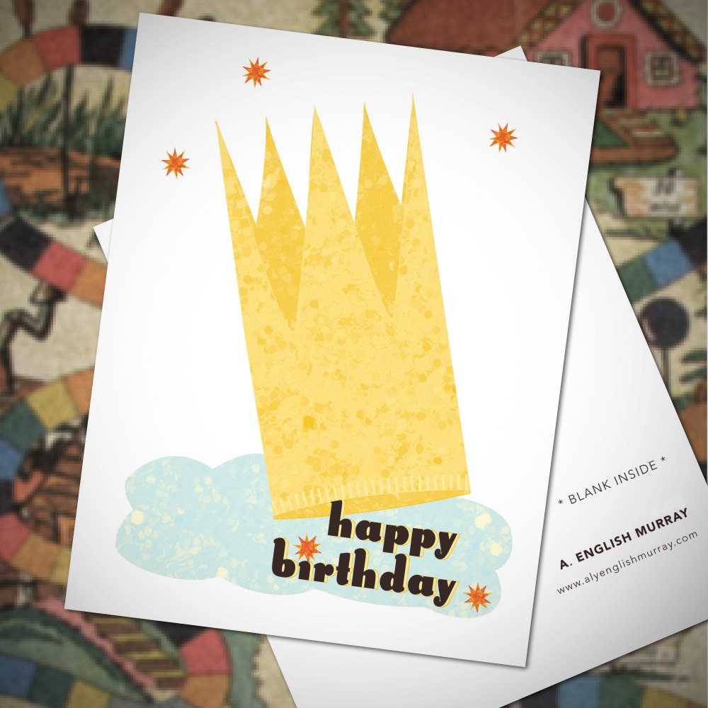 CROWNED KING, Retro Birthday Card, Boy
