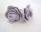 Dusty Lilac Crocheted Rose Earrings