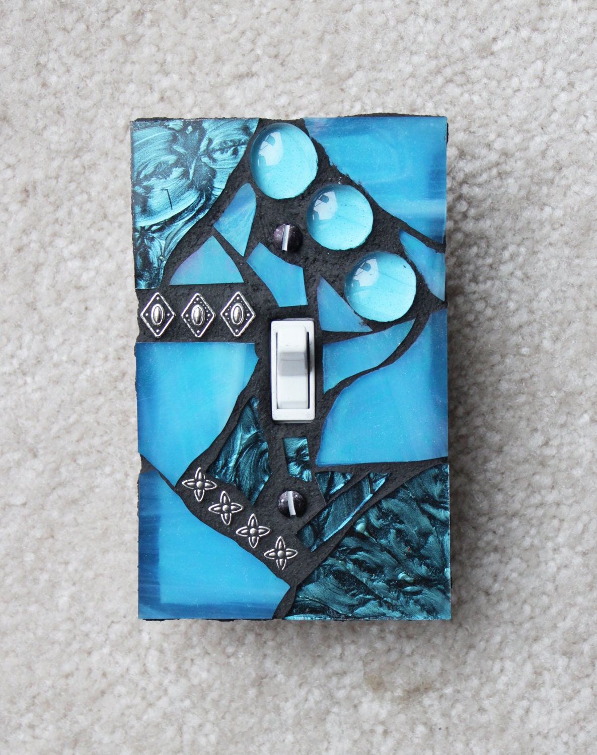 Amazing Aqua - Turquoise Single Mosaic Light Switch Cover Wall Plate