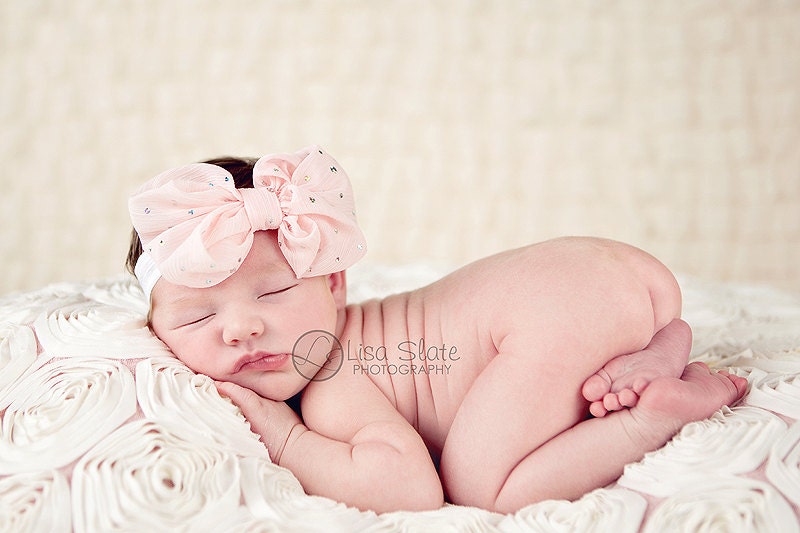 Baby headband, newborn headband, adult headband, child headband and photography prop The Chiffon pink sparkle sprinkle headband