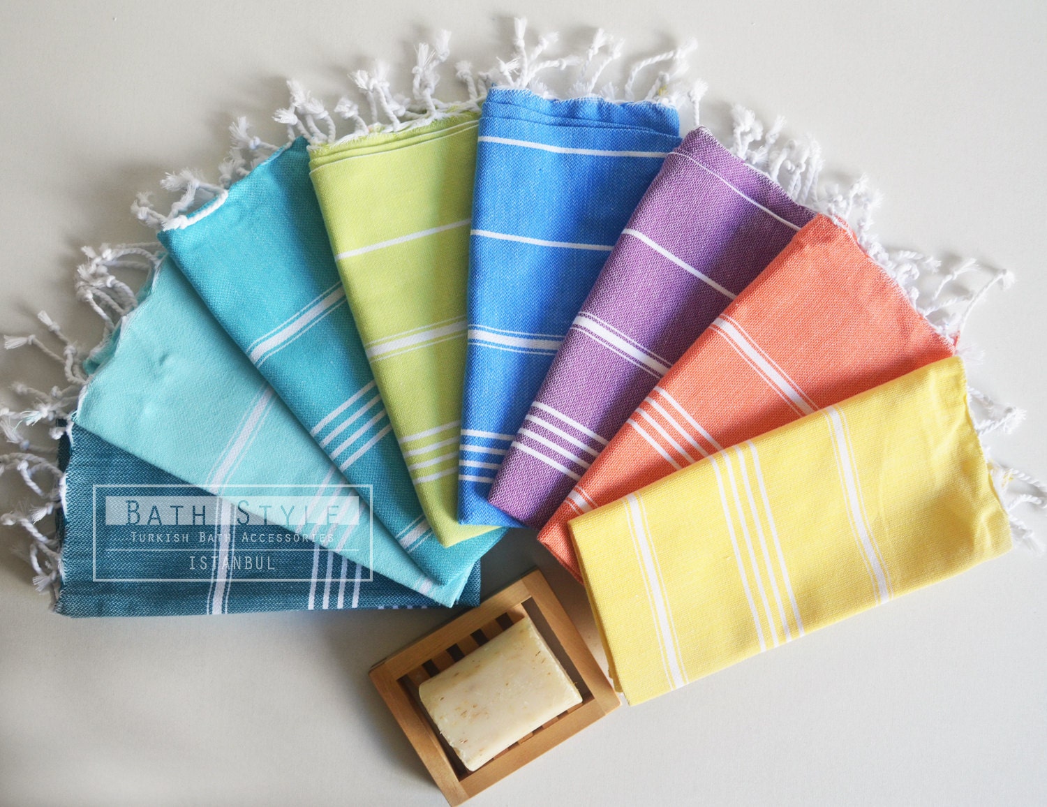 Free Shipment SET 8 Head and Hand Towel Peshkir - Oil Blue - Yellow - Orange - Ice Blue - Blue - Green - Purple - Crystal blue