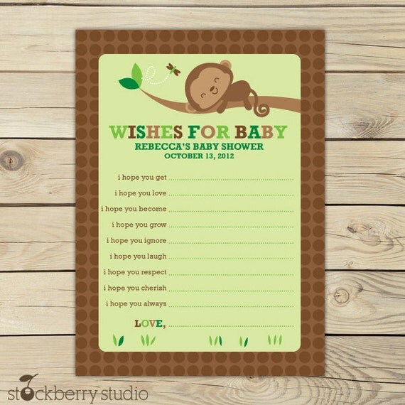 Monkey Boy Baby Shower for Baby Advice Printable Card Il_570xn