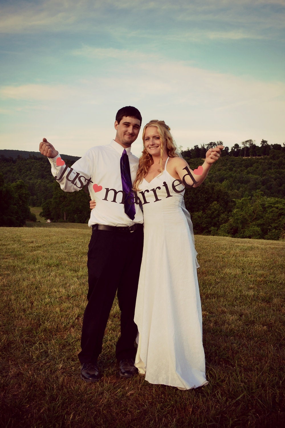 SHIPS PRIORITY MAIL.  just married Banner.  Wedding Decorations.  Photo Prop.