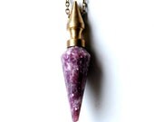 POTION Lilac Lepidolite pendulum spike necklace