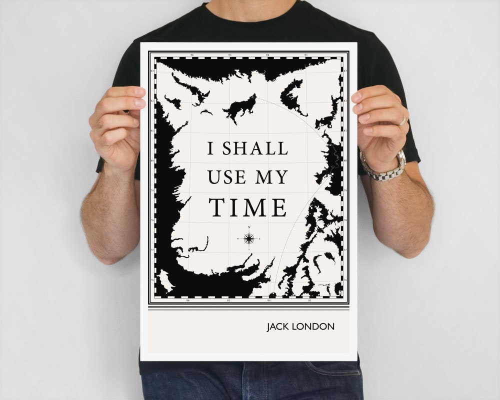 Illustration, Jack London Quote - Fine Art Print, Art Poster, Nature Art, Wolf Drawing, Wolf Art, Map Poster