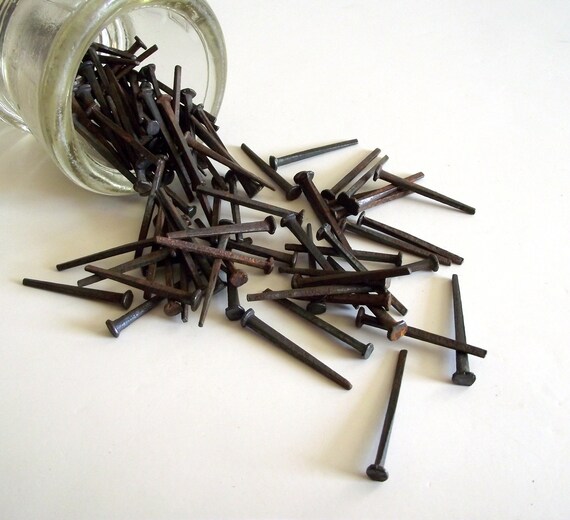 Antique Square Nails 1800s Lath Board Nails Unused by gazaboo