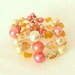 Vintage 1960s Bracelet Pink Coral Orange Peach Cream Multi Strand Memory Wire