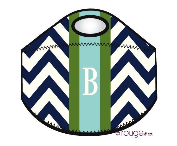 monogrammed lunch cooler - PREPPY CHEVRON - insulated zipper tote bag with customizable pattern and monogram
