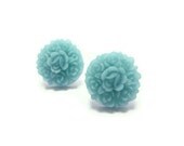 Stud EarringsTransparent blue Floral  earrings-Flower Earring Post- Great gift for the holiday FREE SHIPPING