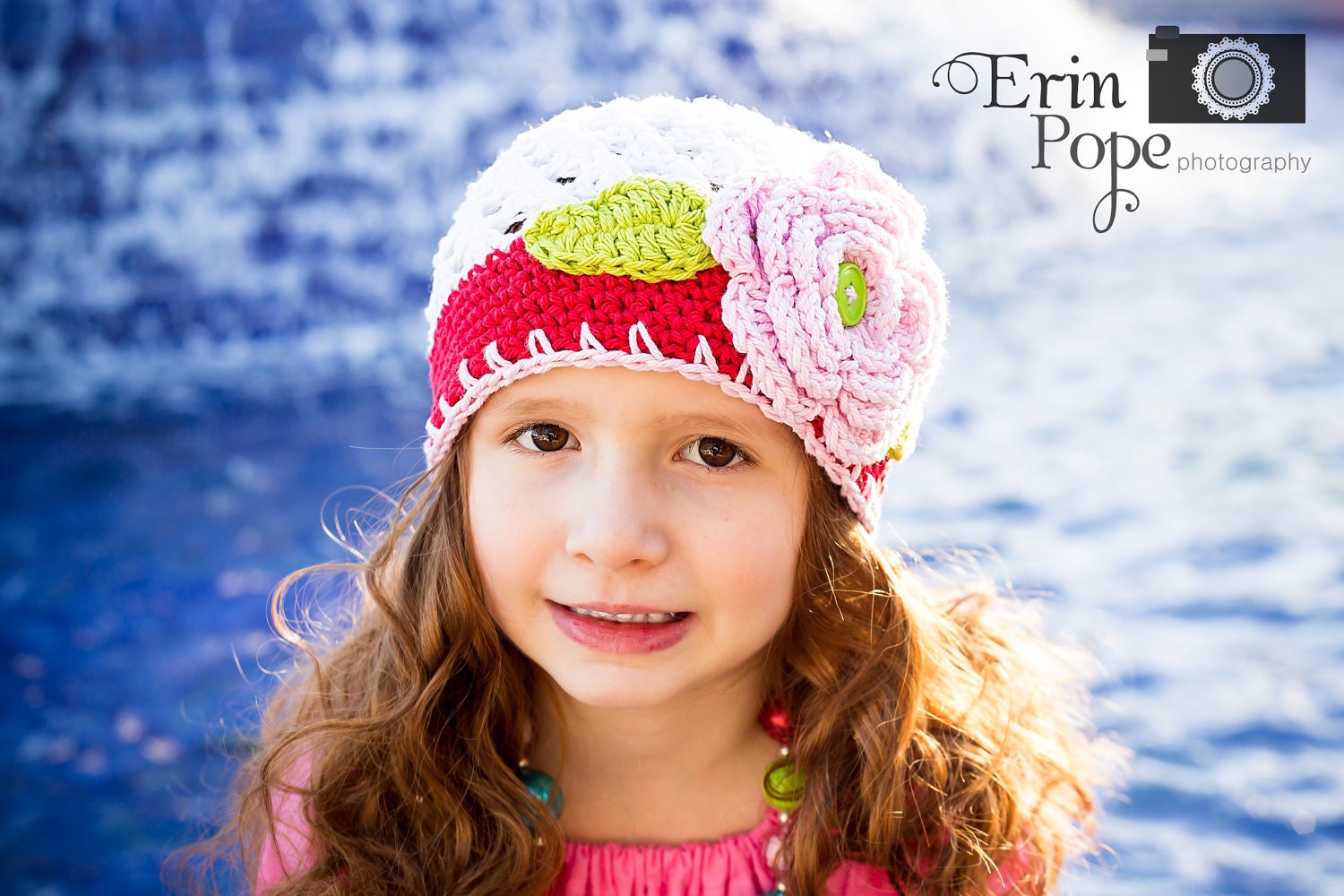 5/tween or teen/adult Flapper Style Beanie, Crocheted Hat in White, Pink, Lime, and Red