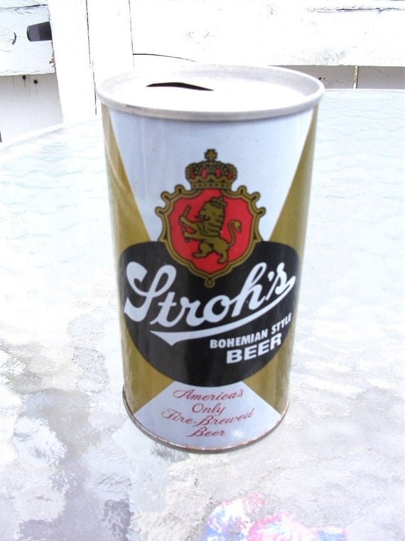 Vintage Stroh's Pull Top Beer Can by Littleboxesvintage on Etsy