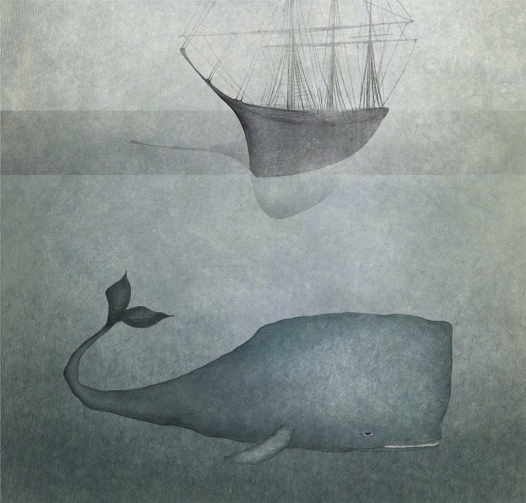 Ocean deep  - Illustration print (size 7" x 5") - majalin