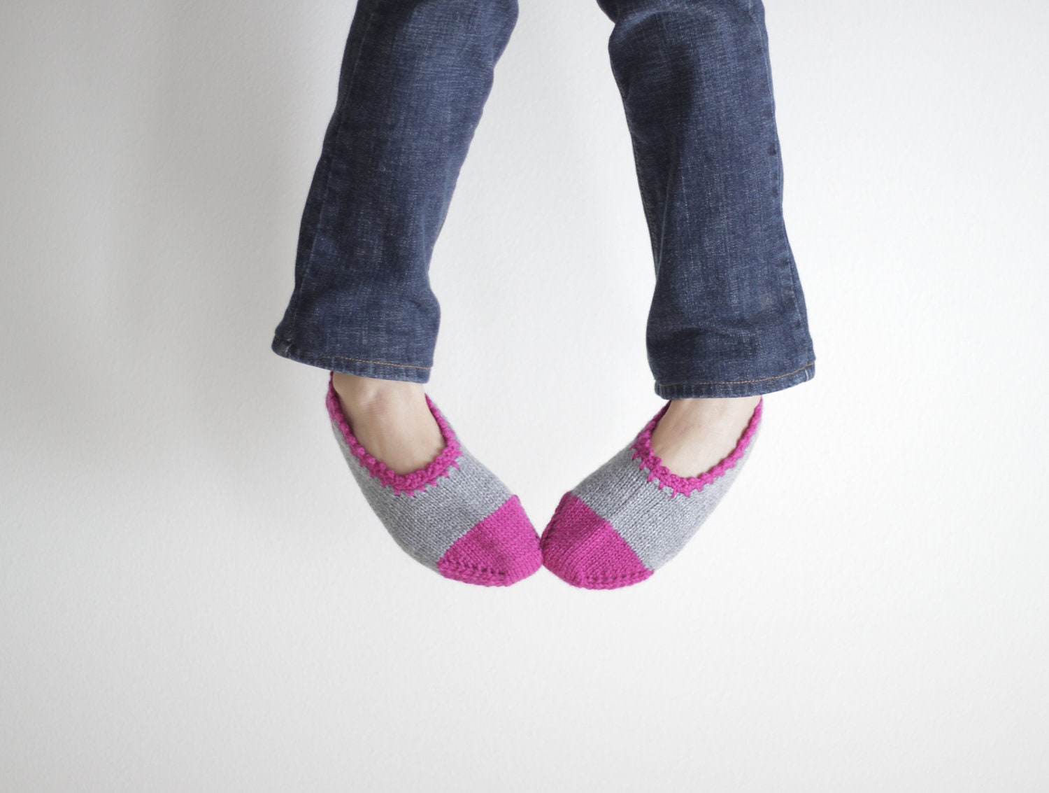 Knit Women Slippers, Handmade Home footwear