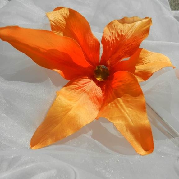 Orange Hawaiin Orchid Hair Clip