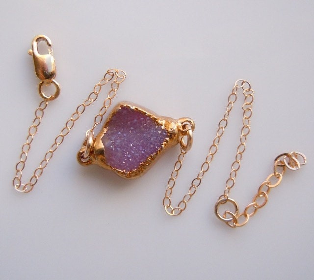 RESERVED Druzy Bracelet in Peony Pink