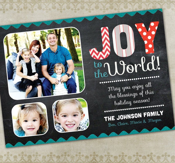 Holiday Photo Card - OH JOY (red and teal) Il_570xn