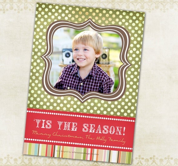 Holiday Photo Card-- Holly Jolly Holiday(Green) Il_570xn