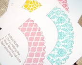 Custom Cupcake Wrappers - Basic - Printable PDF - CHOOSE 2 DESIGNS
