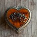 Vintage Jewelry Box - Gold Heart with Flowers - Victorian