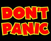 Hitchhikers Guide to the Galaxy - 'Don't Panic' text Red on Yellow
