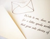 Stationery -- Letter Love -- Write to Me --  Set of 3 Cards & Envelopes in Creamy Ivory