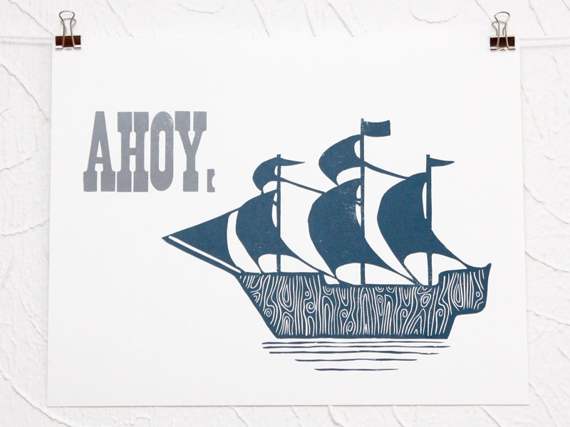 Wooden Ship letterpress print