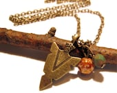 Bronze Arrowhead Necklace with Czech Glass Beads