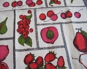 Luther incognito in pink and red. Vtg linen kitchen towel, MWT. Excellent condition.