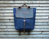 Waxed canvas rucksack/backpack with waxed leather shoulderstrap,handle COLLECTION UNISEX