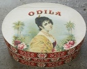 Pretty Woman, Pink Roses-Beautiful Band Box -Actual Antique Cigar Box Graphics -ODILA