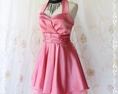 Cinderella Story II Goddess Cocktail Dress Asymmetric Hem Pink Satin Color Longer Organza Lining S