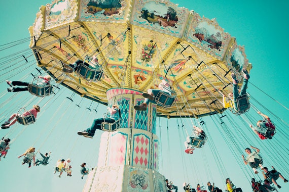 Carnival Photography - 24x36 Fine Art Photography, state fair, carnival, circus, nursery decor, children decor, kids room, circus art, blue