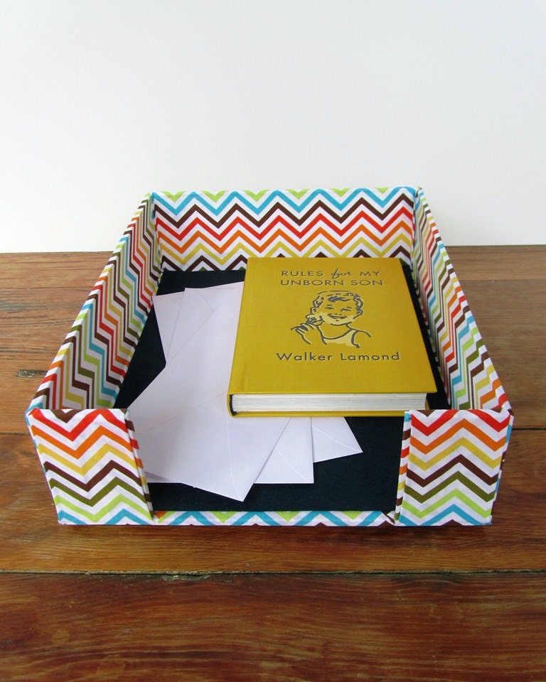 Fabric Wrapped Paper Tray/Inbox for Office, Studio,  or Dorm
