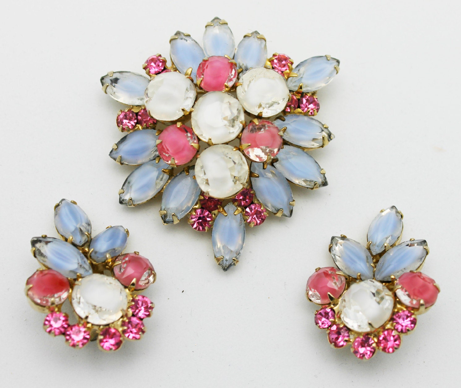 Vintage Juliana Brooch Earrings Pastel Set
