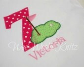 Girls Birthday T Shirt  Golf Green Personalized Applique Any Number You Design Boys