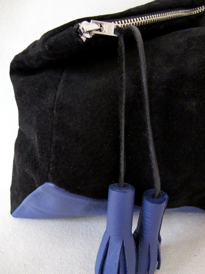 Cubist Leather Clutch - Electric Black