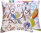 Blue Green Garden Decorative Pillow 20x20 Square, Double Sided Accent, Bird, Throw Pillow, Canary Island Collection