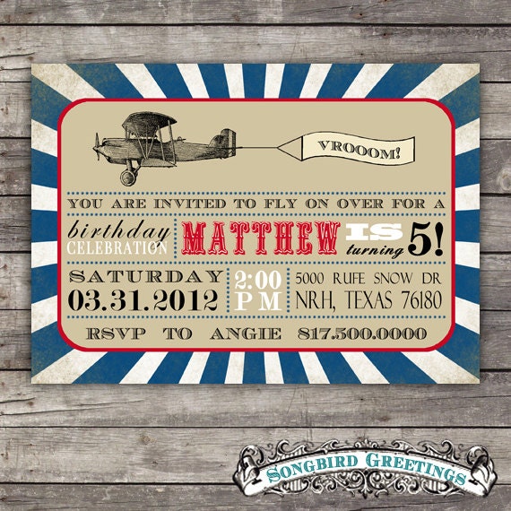 DIY Printable airplane birthday invitation--customizable Il_170x135