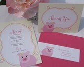 Adorable Pink Pig Birthday Invitation / Set of 10