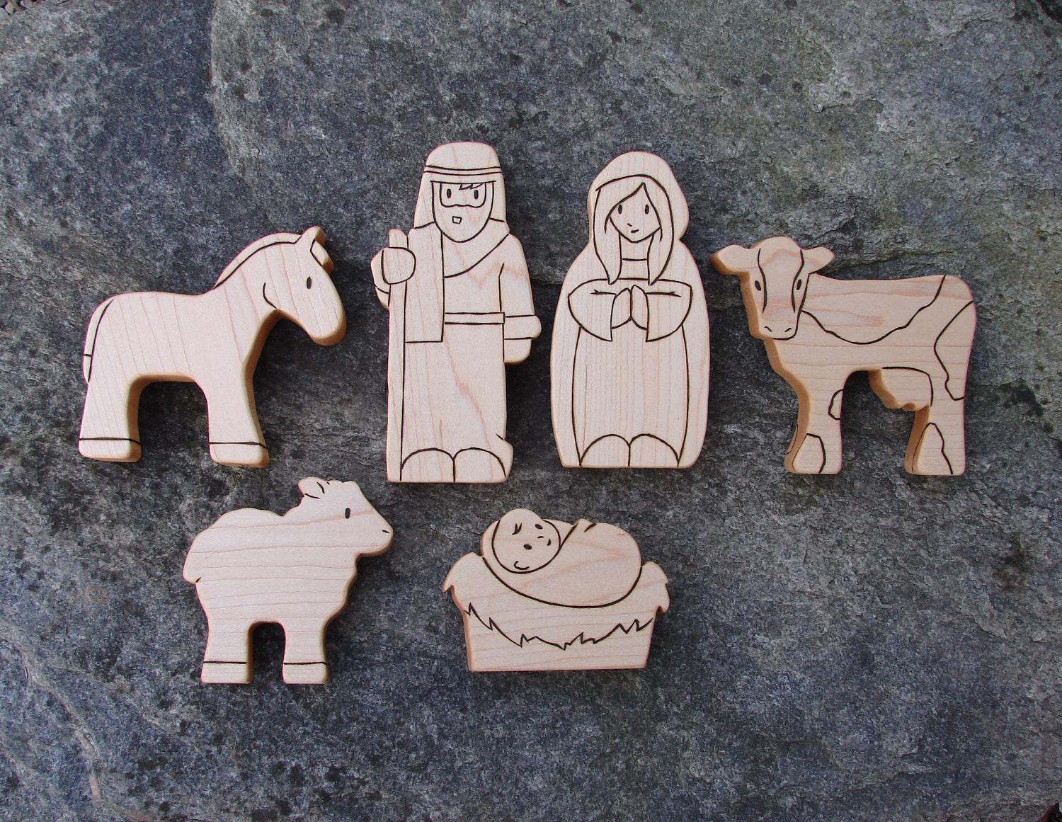 NATIVITY SET Wood - for children - toddlers wooden nativity set, Maple - Waldorf natural toys