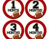 Monthly Onesie Baby Stickers - Crimson - Oklahoma Sooners Inspired Football - Great Baby Shower Gift and Photo Prop