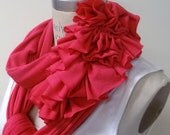 Pink scarves, Ruffle Scarf, Jersey scarves