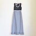 Vintage 70's Black White Seersucker Linen Maxi Dress S