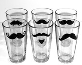 Mustache Drinking Glass - Fun Drinking Glassware Bar Ware- 6 Piece Set - MustacheGlass