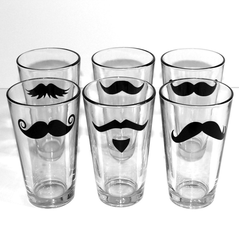 Mustache Drinking Glass Fun Drinking Glassware by MustacheGlass