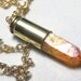 Tangerine Aqua Aura Crystal Brass Bullet Necklace
