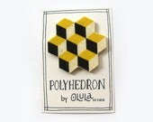 POLYHEDRON Felt Brooch- Geometric.Cubes - olula
