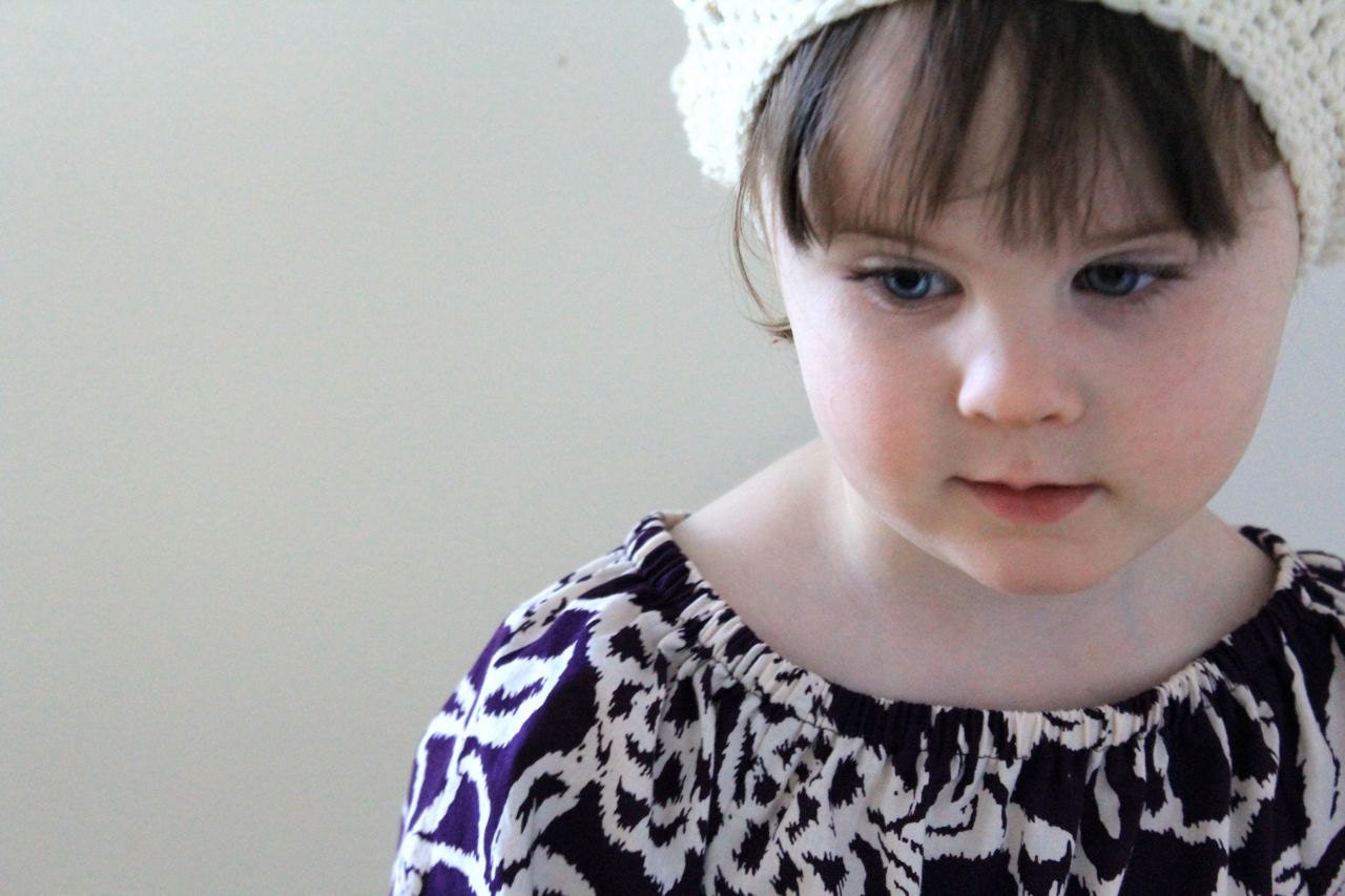 RESERVED--Deep Purple, Cream Long Sleeve Abstract Floral Peasant Dress. Ready to Ship in Size 3T. Toddler Dress. Plum Grape Eggplant